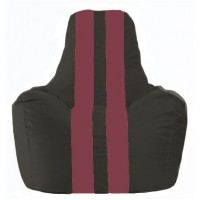 Кресло-мешок Спортинг чёрный - бордовый С1.1-394